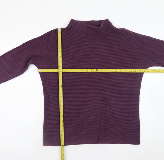 Lands' End Womens Purple Mock Neck 3/4 Sleeve Knit Pullover Jumper M