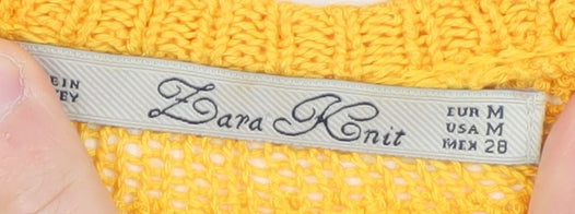 Zara Women Yellow Scoop Neck Lightweight Knit Jumper Size 12