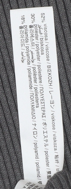 Zara Women Grey Knit Bodycon Dress Size S Long Sleeve