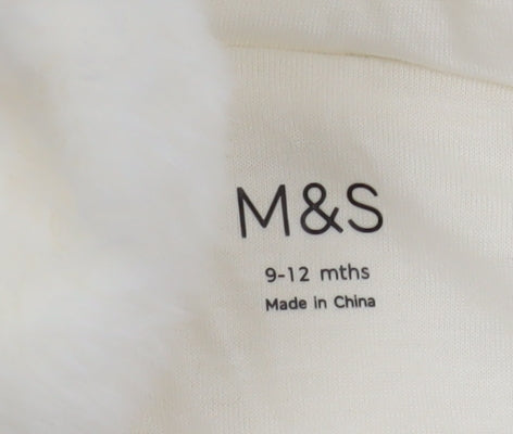 Marks and Spencer Unisex Baby Ivory Faux Fur Hooded Snowsuit 9-12 Months