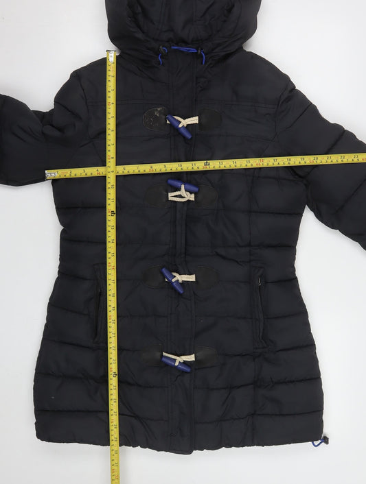 Superdry Women's Black Hooded Duffle Puffer Jacket Size M