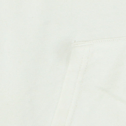 Brand and care label for Adidas Men White Pullover Hoodie M Logo Fleece Sweatshirt