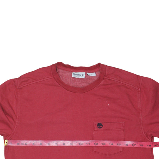 Timberland Men’s Red Crew Neck Cotton Pullover Sweatshirt Size M