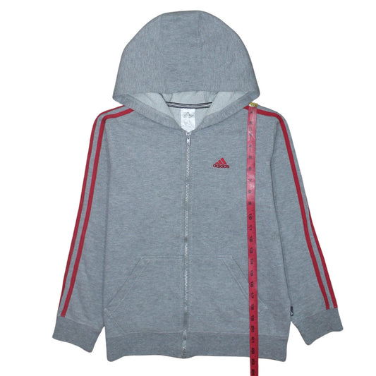 Adidas Boys Grey Full Zip Hoodie Size 10 Years Classic Sportswear