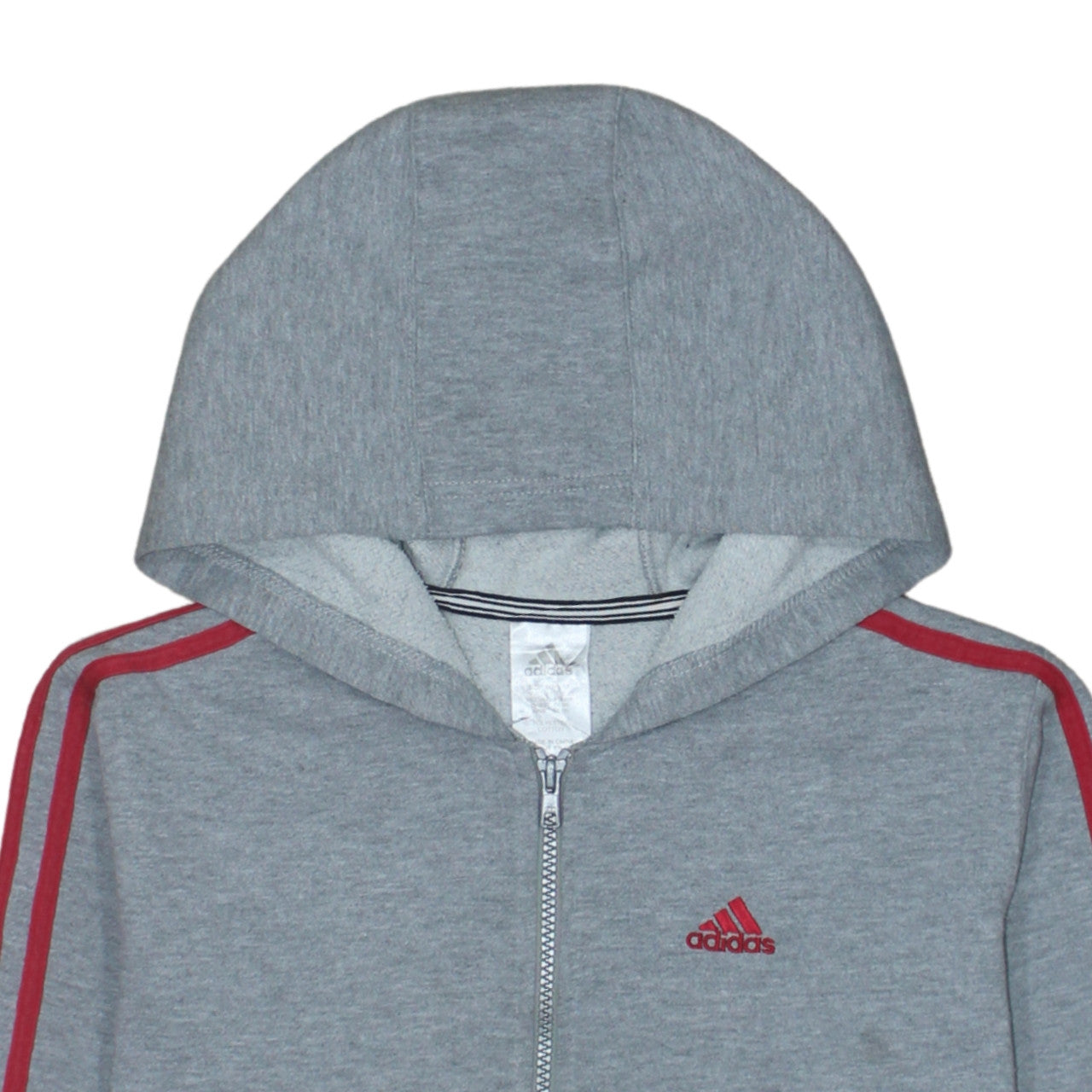 Additional view of Adidas boys’ grey full zip hoodie, size 10, years classic sportswear
