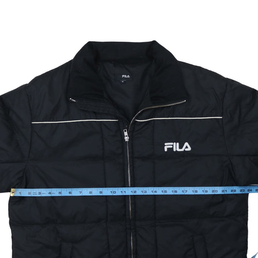 Fila Men's Black Puffer Jacket Size M Warm Quilted Winter Coat