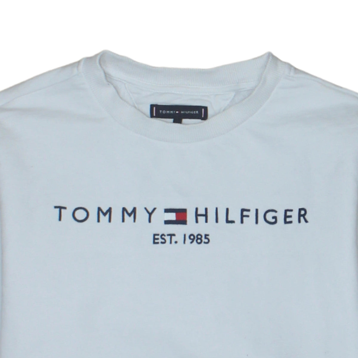 Additional view of Tommy Hilfiger boys’ white cotton crew neck sweatshirt, size 164