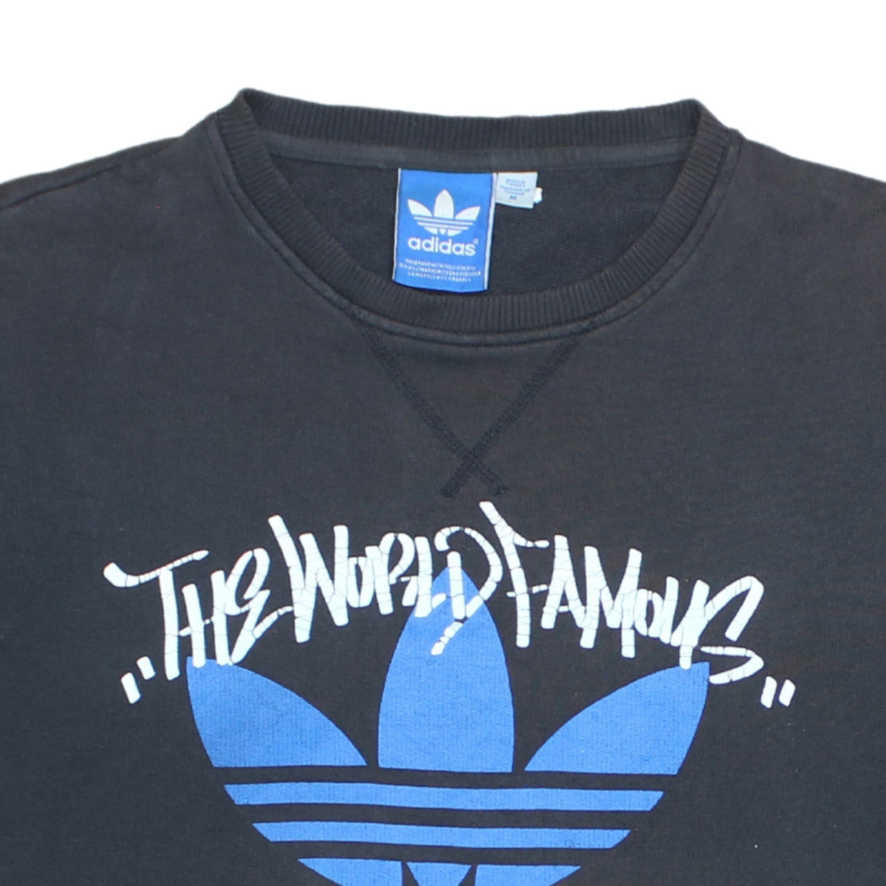 Adidas Mens Black Medium Pullover Sweatshirt with Logo Print