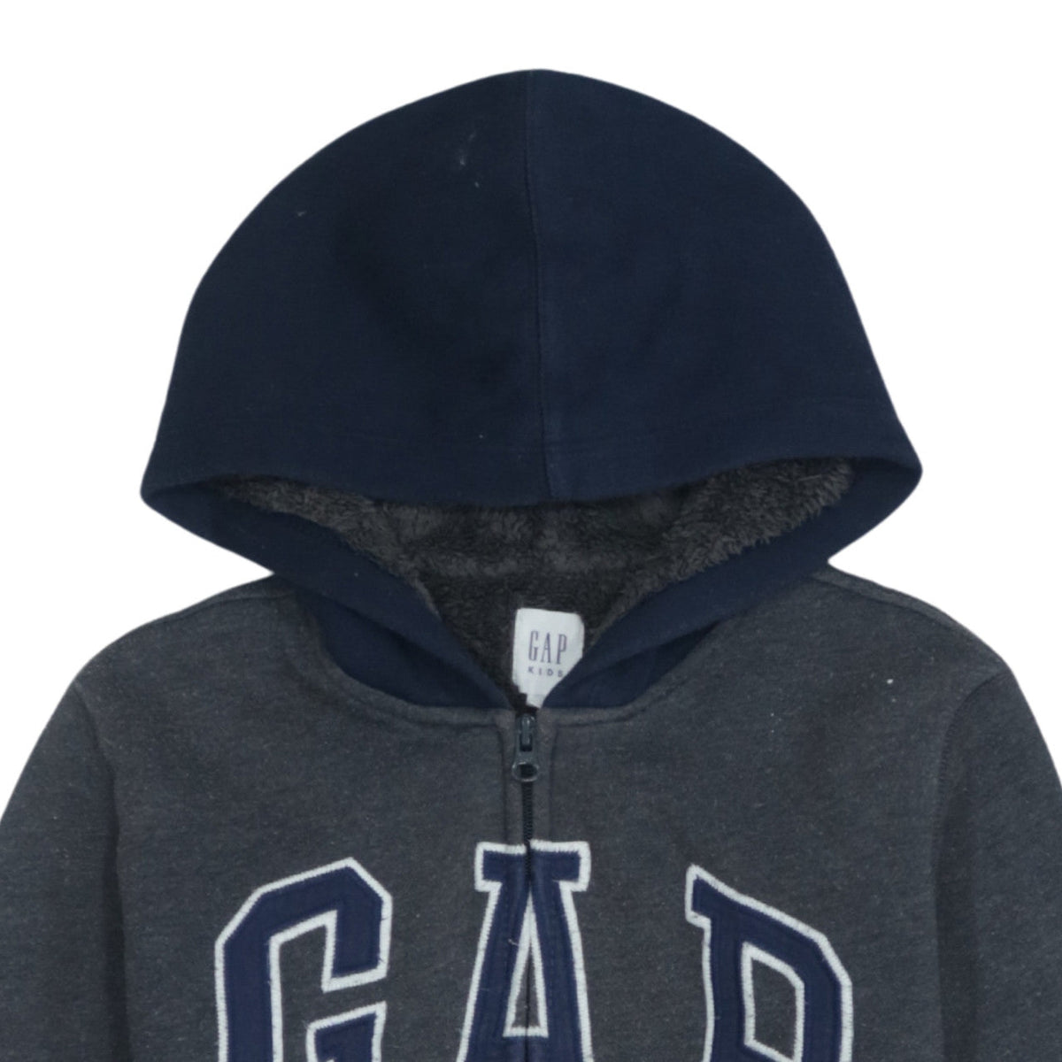 Additional view of Gap boys’ grey full zip fleece lined hoodie 13-14 years