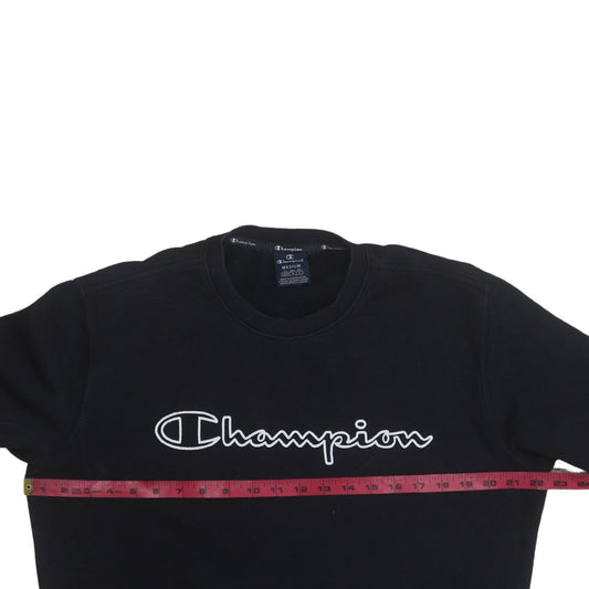 Champion Men's Black Medium Pullover Sweatshirt Logo Crew Neck