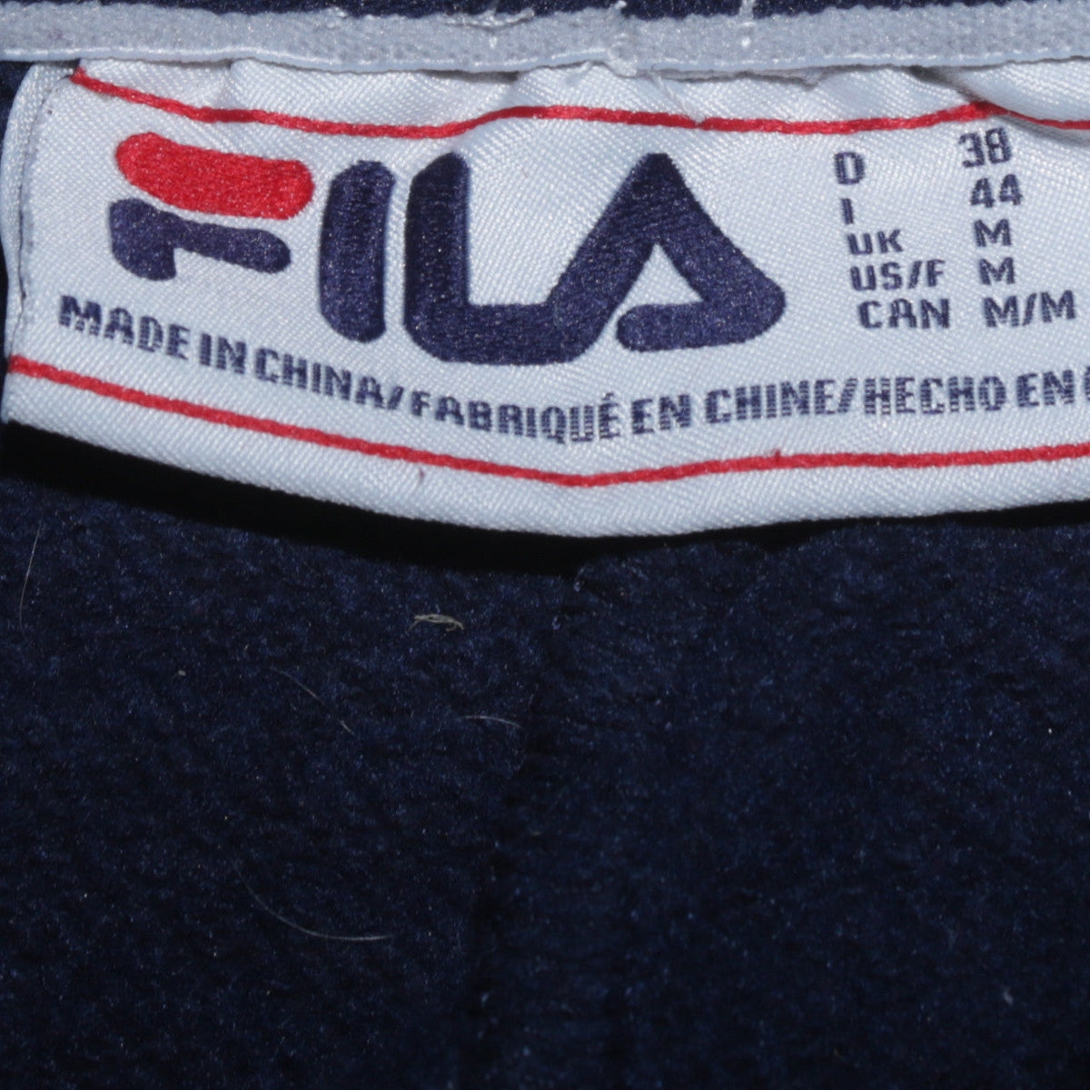 Close-up detail of Fila Men’s Blue Jogger Sweatpants M Regular Fit Tapered Trousers