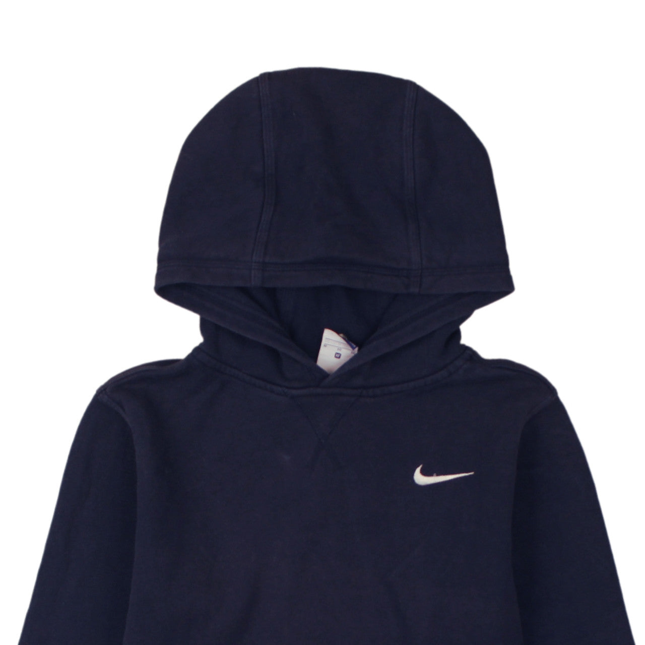 Brand and care label for Nike boys’ navy blue xl pullover hoodie fleece sweatshirt 13-15 years