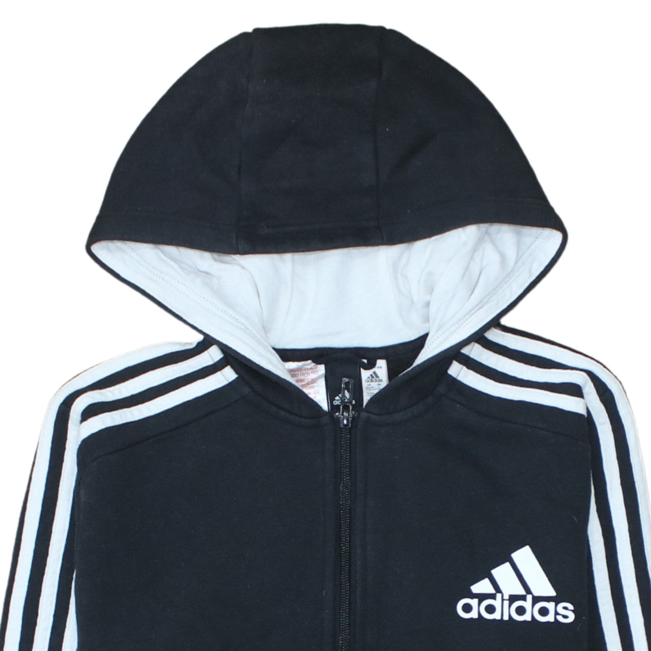 Additional view of Adidas boys’ black full zip hoodie, size 13-14, years cotton blend sportswear