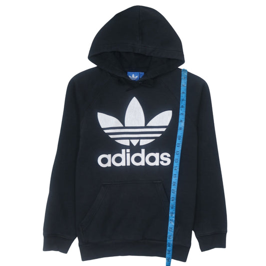 adidas Mens Black Pullover Hoodie Small Logo Fleece Sweatshirt