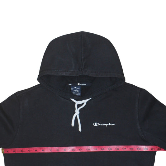 Champion Men's Black Pullover Hoodie Sweatshirt Medium Logo Fleece
