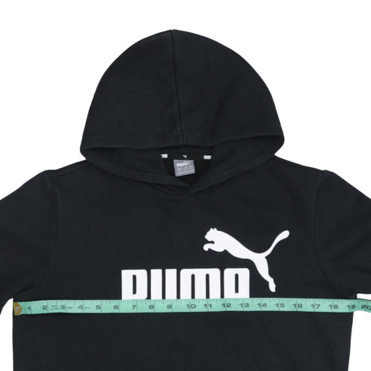 Puma Boys Black Pullover Hoodie 13-14 Years Regular Fit Logo Fleece