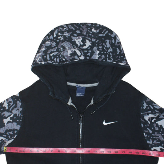 Nike Women’s Black Camouflage Full Zip Hoodie Small Cotton Blend