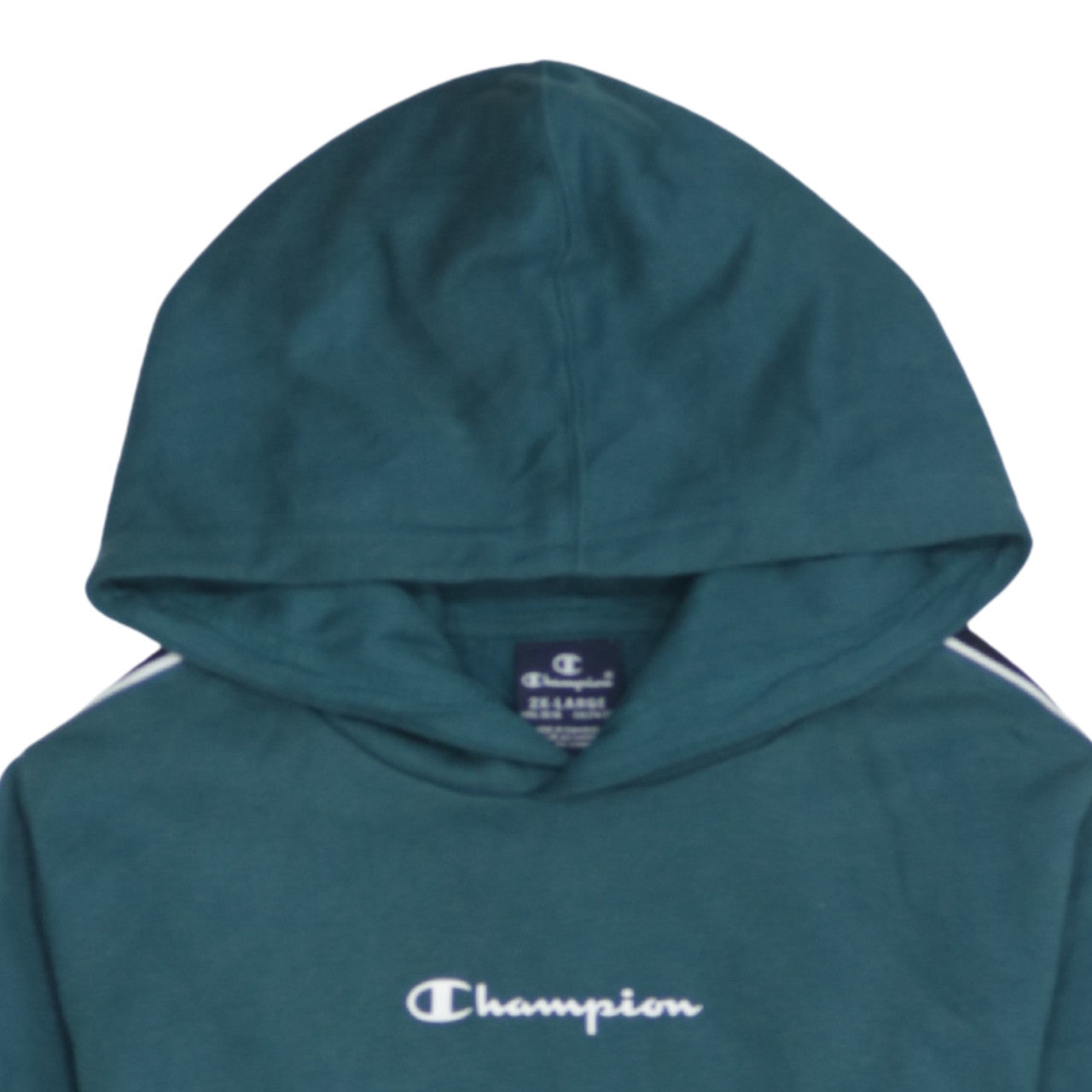 Additional view of Champion boys’ green 15-16 years pullover hoodie with logo tape details