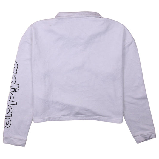 Adidas Womens White 1/2 Zip Pullover Sweatshirt L 16-18 Primegreen