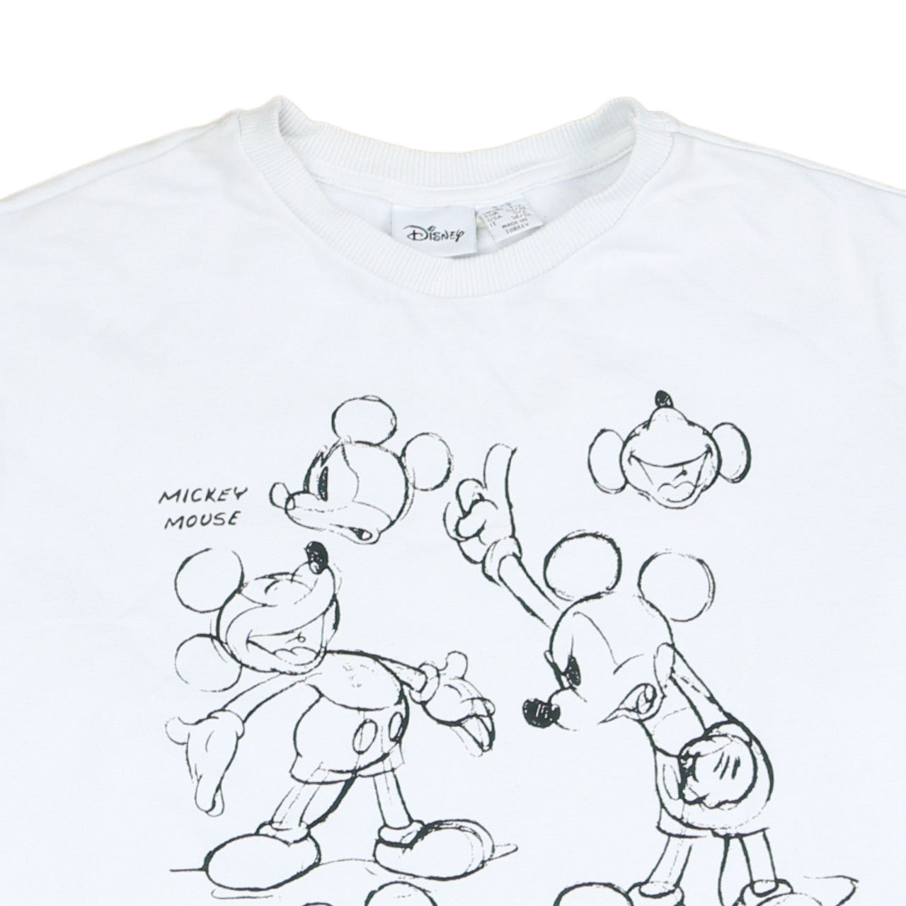 Disney Women's White Mickey Mouse Sketch Sweatshirt 2XS Pullover