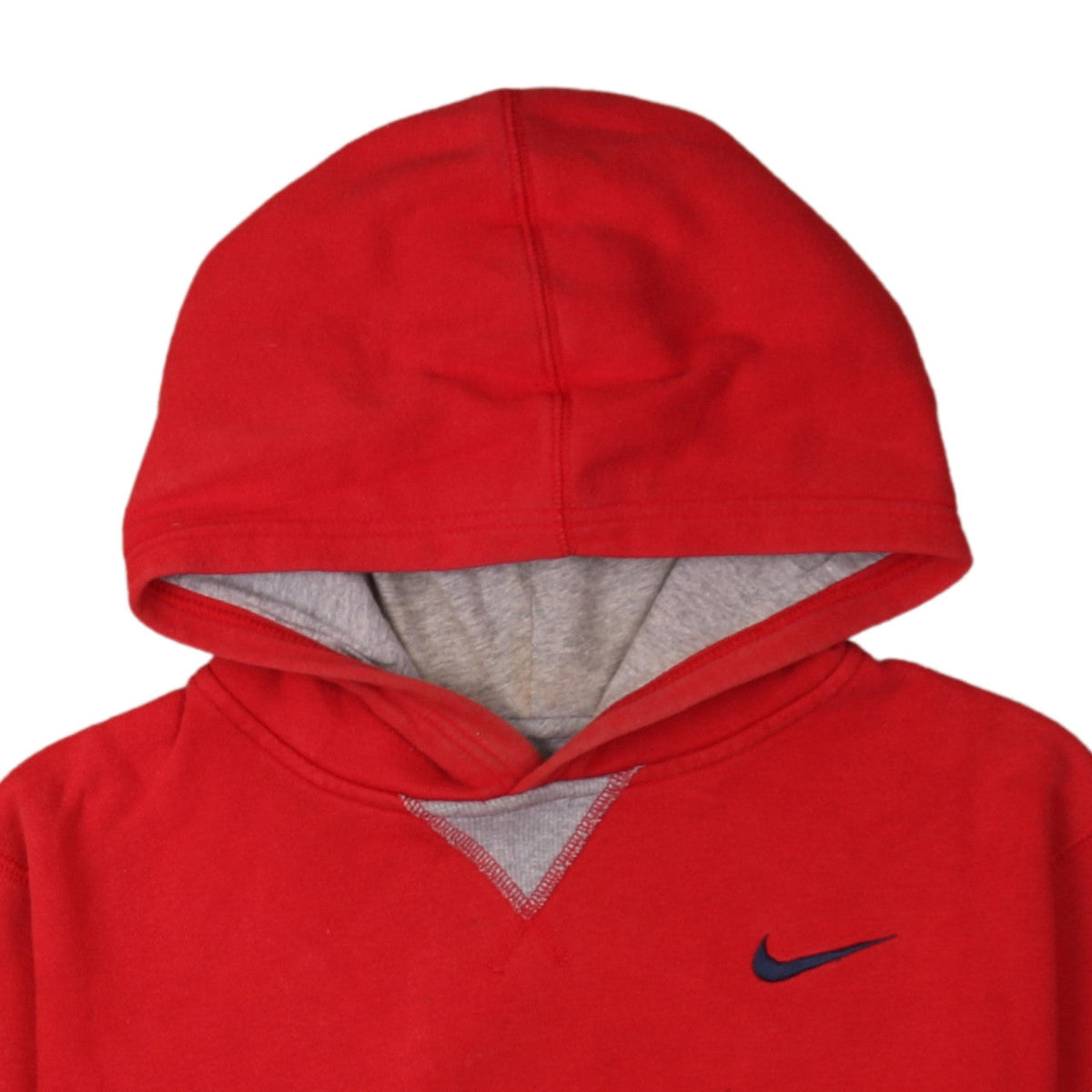 Brand and care label for Nike boys’ red pullover hoodie xl - classic fleece casual sweatshirt
