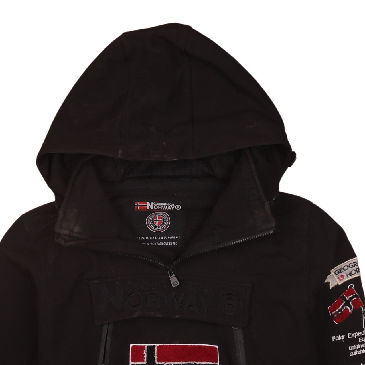 Geographical Norway Men's Black Hooded Softshell Anorak Jacket Size S
