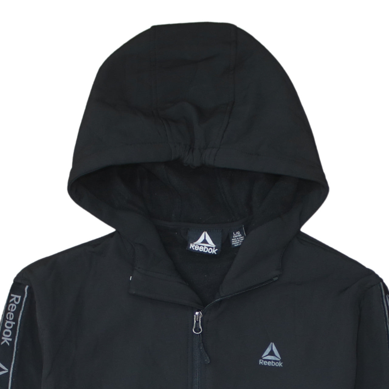 Additional view of Reebok boys’ black full zip hoodie 14-16 years sports logo hooded top