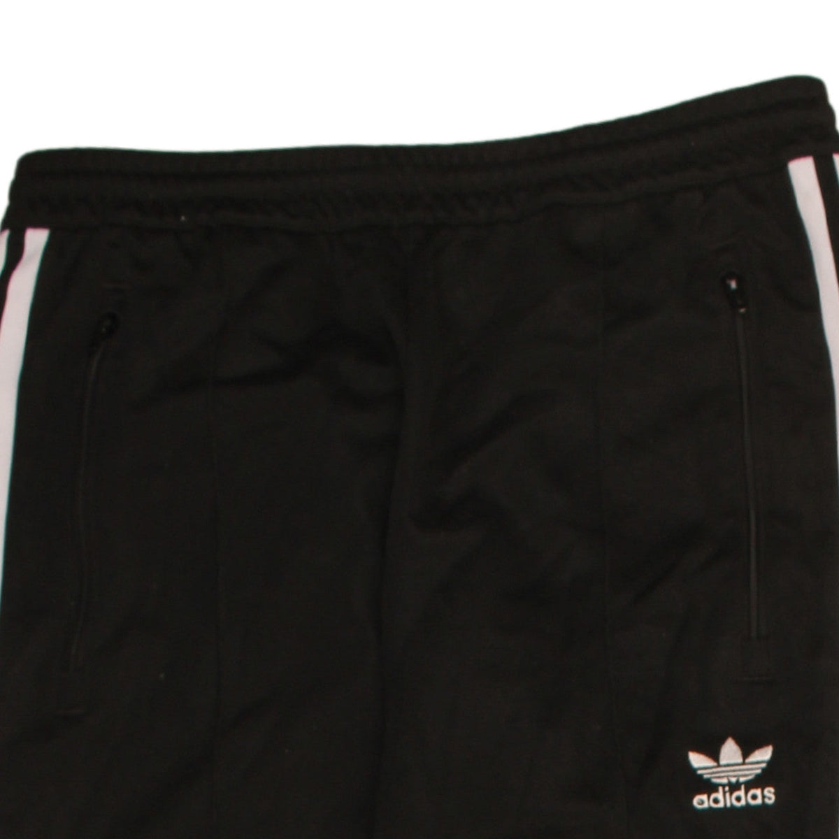 Brand and care label for Adidas Men's Black Track Pants S Tapered Fit Zip Pockets Side Stripe