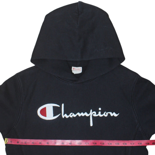 Champion Men’s Black Pullover Hoodie Small Embroidered Logo Fleece
