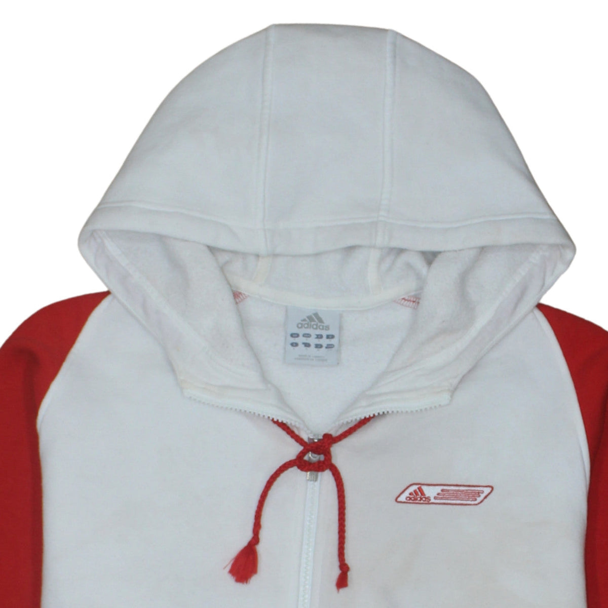 Additional view of Adidas Men's White Red Full Zip Hoodie M Fleece Sweatshirt