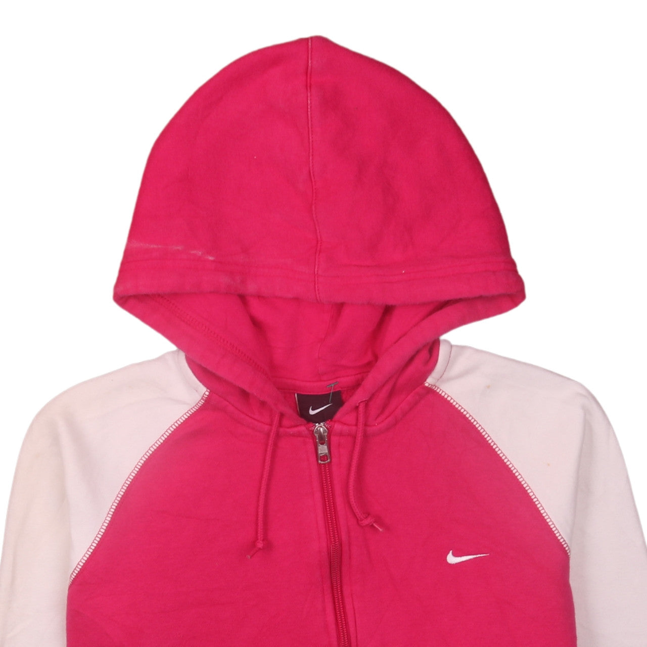 Nike Women’s Pink & White Full Zip Hoodie L Hooded Sweatshirt