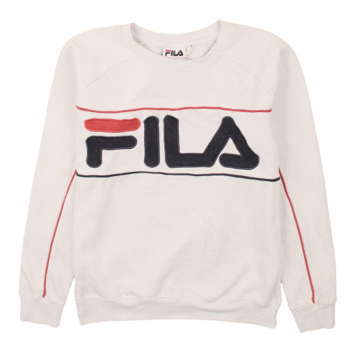 FILA Womens White XS Sweatshirt Crew Neck Logo Pullover