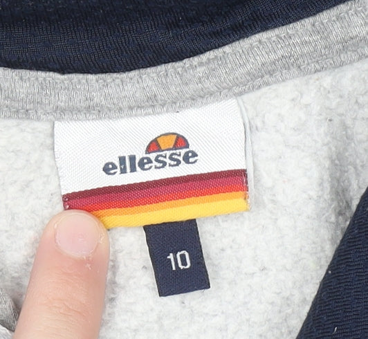 Additional view of Ellesse women’s grey hoodie, size UK 10, pullover logo sweatshirt