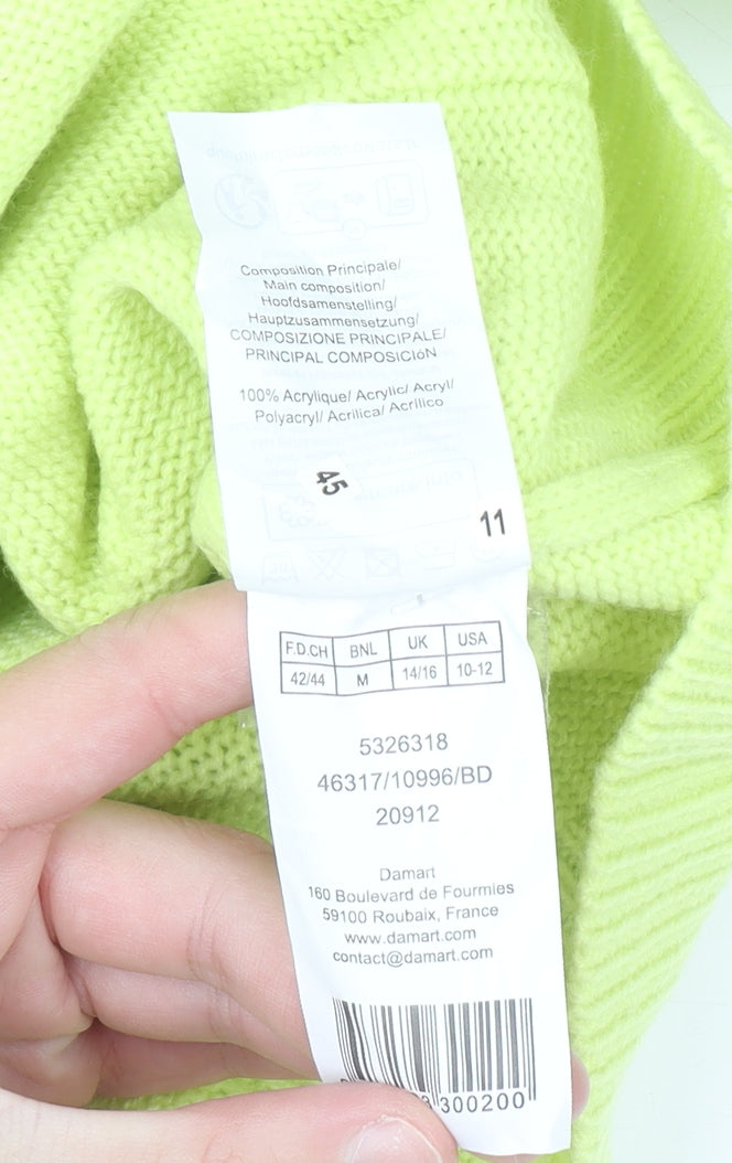 Damart Womens Green V-Neck Long Sleeve Knit Cardigan Size 14