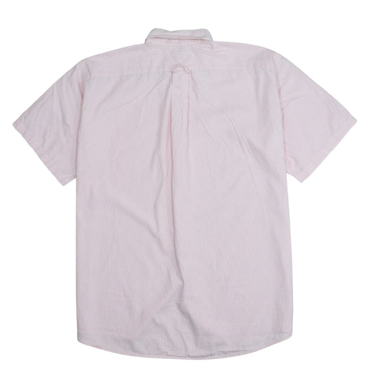 Lacoste Men's Pink Striped Short Sleeve Button-Up Shirt Size L