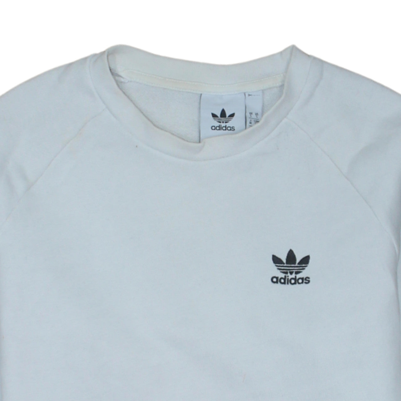 adidas Men's White Crew Neck Logo Pullover Sweatshirt Size S
