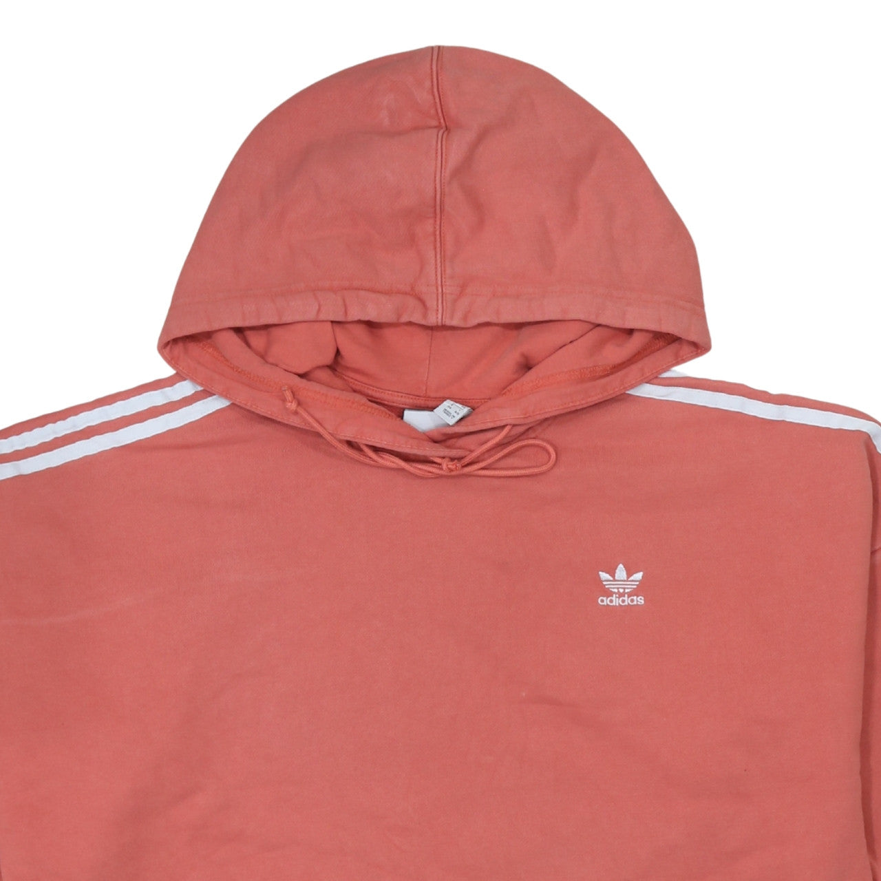 Adidas Women’s Coral 3-Stripes Crop Hoodie Size 8 Cotton Pullover
