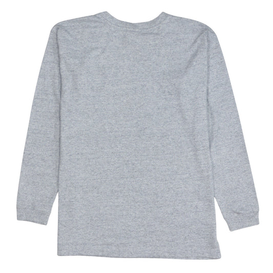 Champion Men's Grey Long Sleeve Crew Neck Logo T-Shirt Size S
