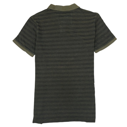 Calvin Klein Jeans Men’s Green Striped Polo Shirt Size M Cotton