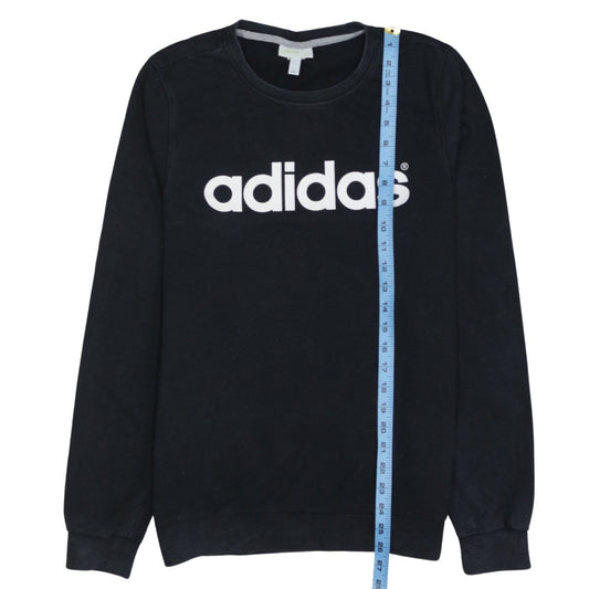 Adidas Men Black Logo Crew Neck Pullover Sweatshirt L