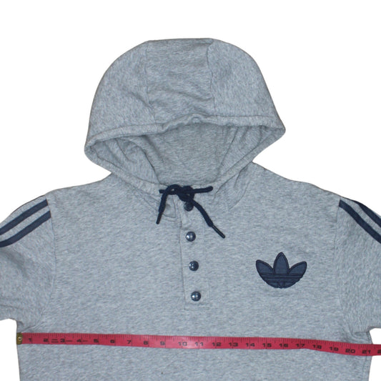 Adidas Mens Grey Henley Hoodie Medium Sports Hooded Sweatshirt