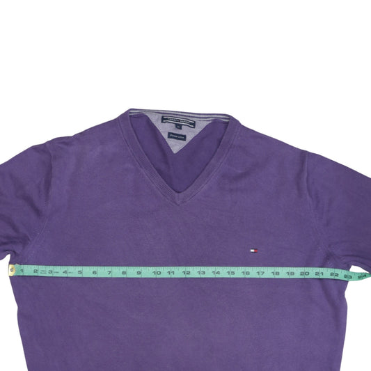 Tommy Hilfiger Men's Purple XL V-Neck Cotton Jumper