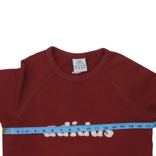 Adidas Women Burgundy Logo Sweatshirt UK 10 Cotton Blend Casual