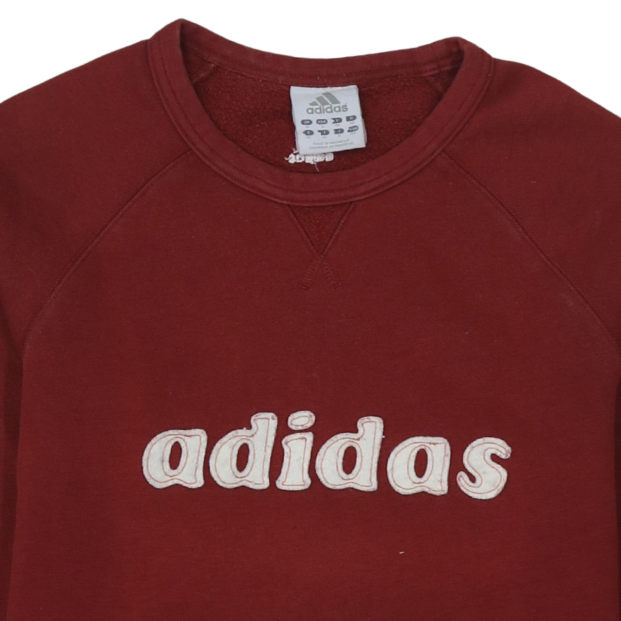 Additional view of Adidas Women Burgundy Logo Sweatshirt UK 10 Cotton Blend Casual