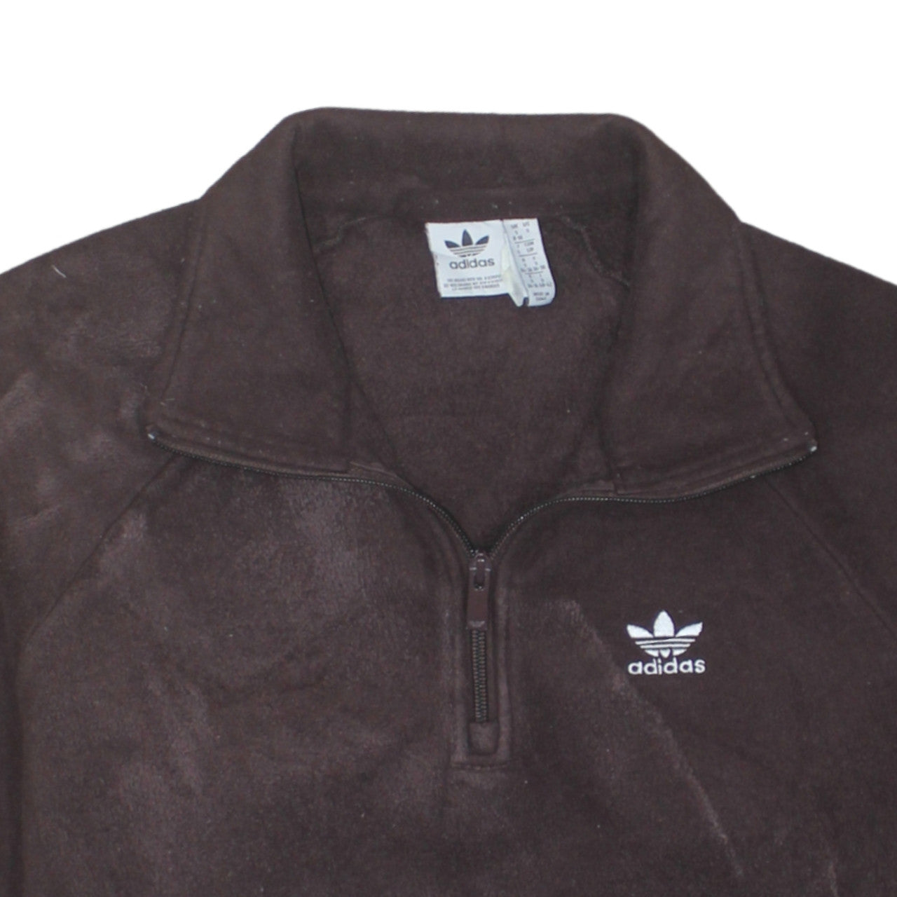 Adidas Women Brown Fleece 1/2 Zip Pullover Sweatshirt Size 8-10