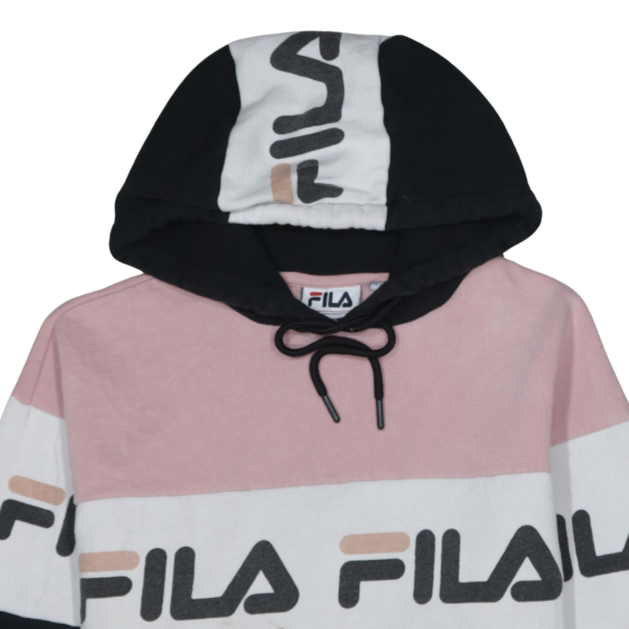 Additional view of Fila Women’s Pink Black Colourblock Pullover Hoodie, size M