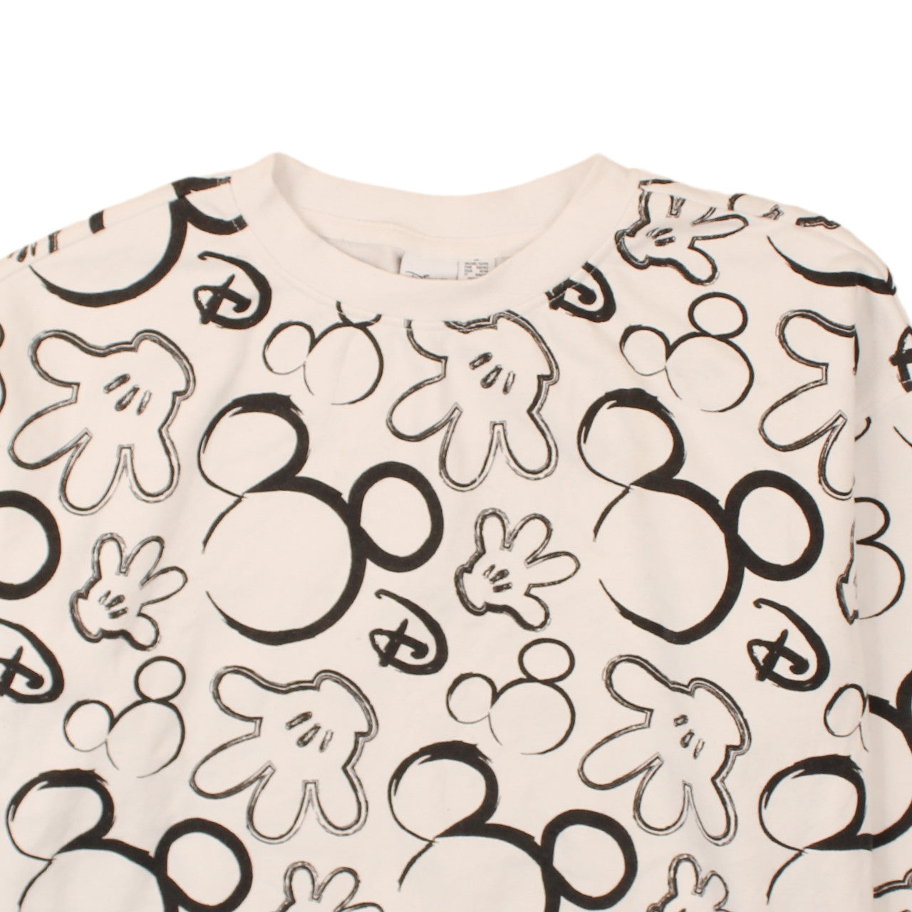 Disney Women Beige Mickey Print Pullover Sweatshirt M