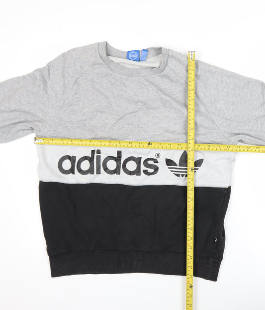 Adidas Women’s Grey Black Colourblock Pullover Sweatshirt Size 12