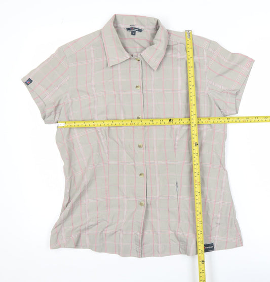 Berghaus Women's Beige Check Short Sleeve Button-Up Shirt Size 12