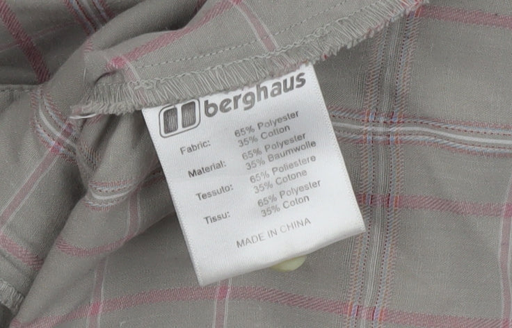 Berghaus Women's Beige Check Short Sleeve Button-Up Shirt Size 12
